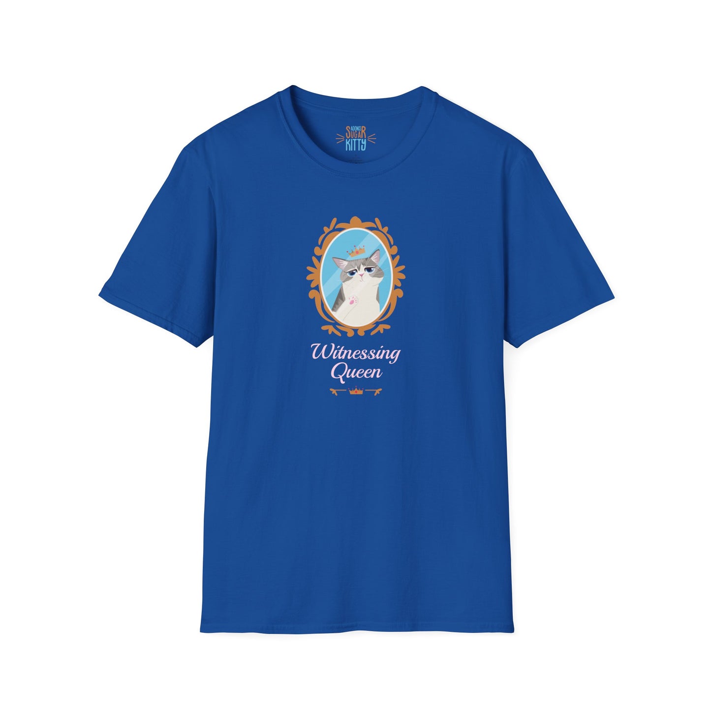 Witnessing Queen illustration on royal unisex t-shirt - Adonis Sugar Kitty