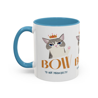 Bow to Her Meowjesty - Coffee Mug 11oz Light Blue
